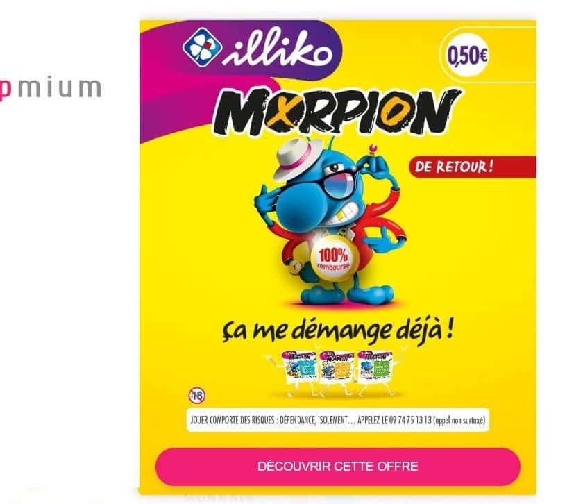 1 carte à gratter Morpion gratuite