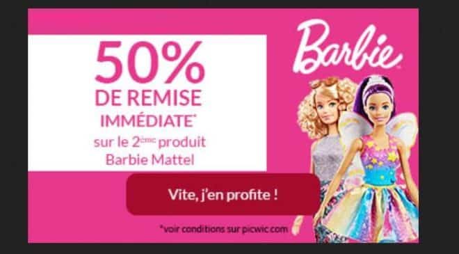 50% de remise sur le second jouet Barbie