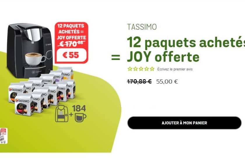 55€ machine Bosch Tassimo Joy T45 et 12 paquets de dosette