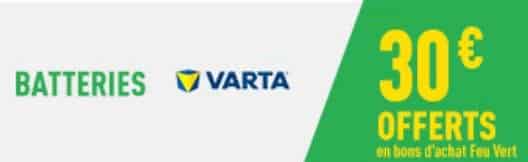 1 batterie auto Varta achetée = de 25€ à 30€ en bon d’achat sur reprise de votre ancienne (Norauto – Feu Vert)