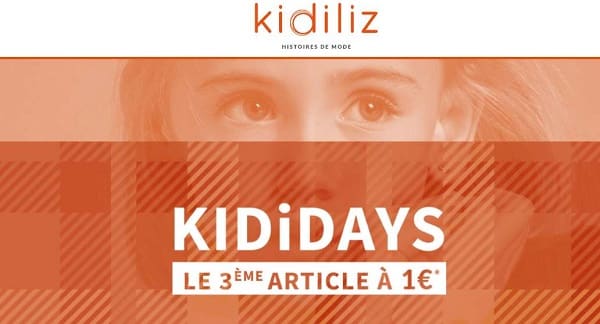 Kididays Kidiliz Votre 3ème Article à 1€