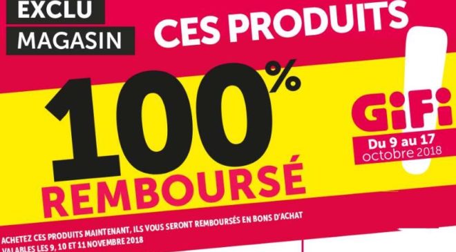 Offre 100% remboursé GIFI 9-17 octobre