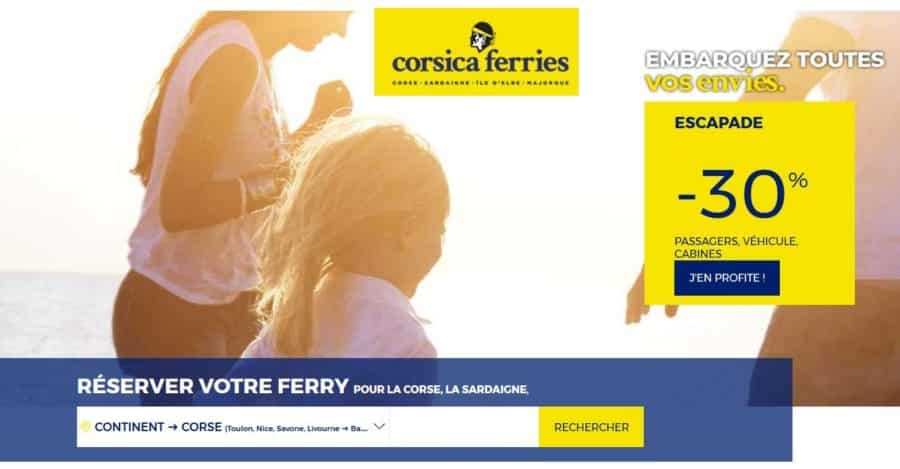 Offre Corsica Ferries -30% sur les tarifs passagers, véhicules et cabines (de et vers la Corse ou Sardaigne)