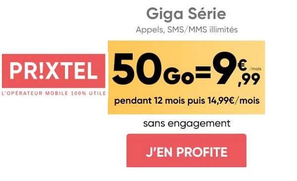 Vente Flash Forfait Prixtel 50go Pour 9,99€ Mois En Tout Illimité