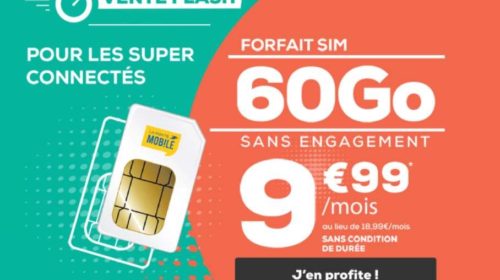 Vente flash La Poste Mobile 9,99€ forfait 60Go A VIE