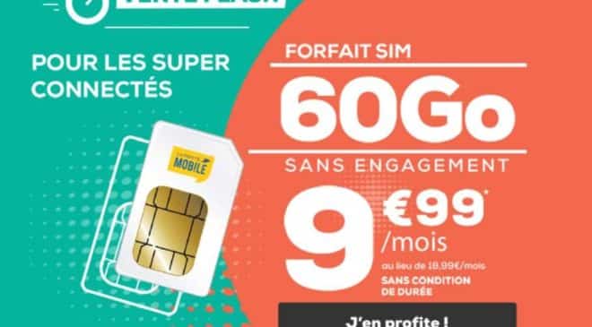 Vente flash La Poste Mobile 9,99€ forfait 60Go A VIE