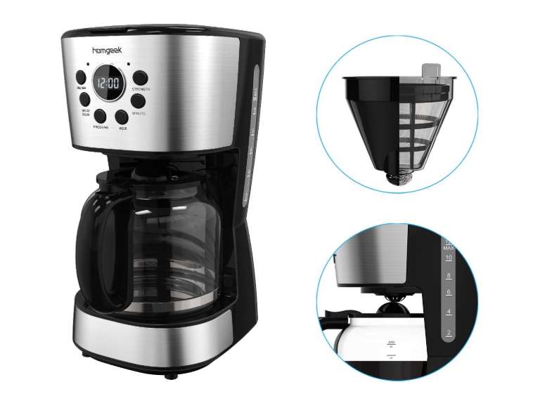 cafetière filtre programmable 12 tasses Homgeek