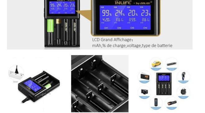 chargeur de piles GOLISI S4 avec écran LCD