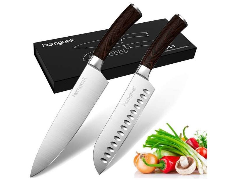 lot de 2 couteaux pro Homgeek couteau de chef 20cm et couteau Santoku 18cm
