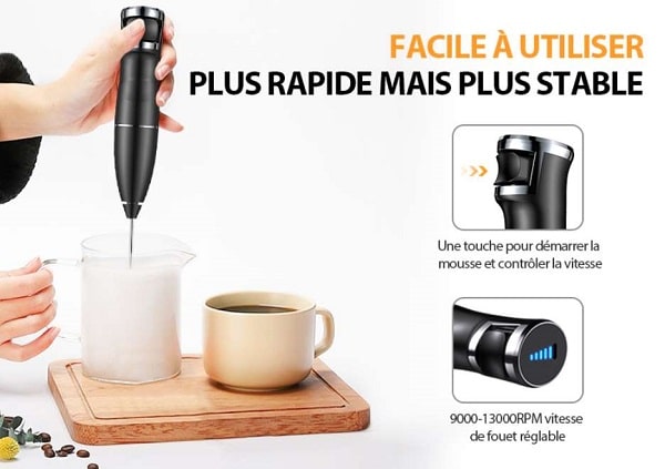 mousseur à lait électrique réglable et rechargeable mohard