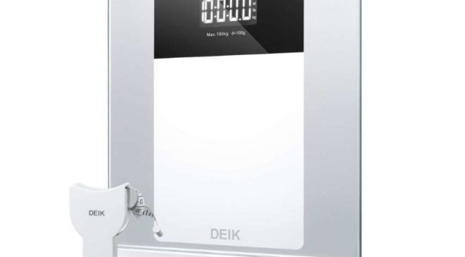 pèse-personne écran LCD verre trempé Deik et mètre ruban gratuit