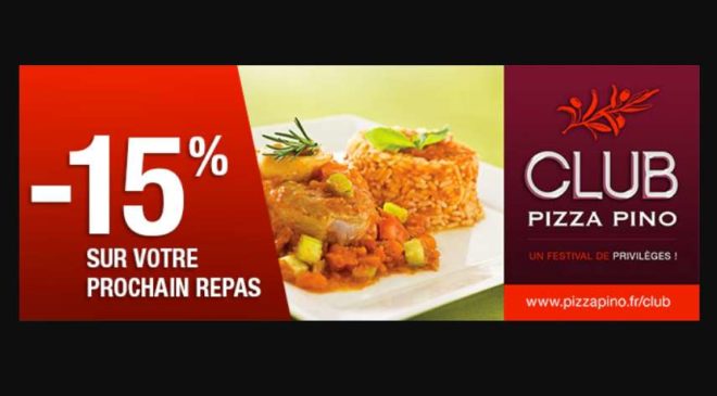 remise sur votre repas chez Pizza Pino