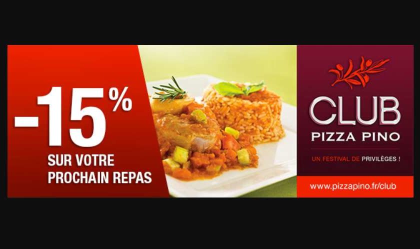 remise sur votre repas chez Pizza Pino