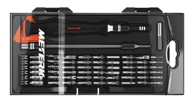 set tournevis précision avec 56 embouts + flexible Meterk