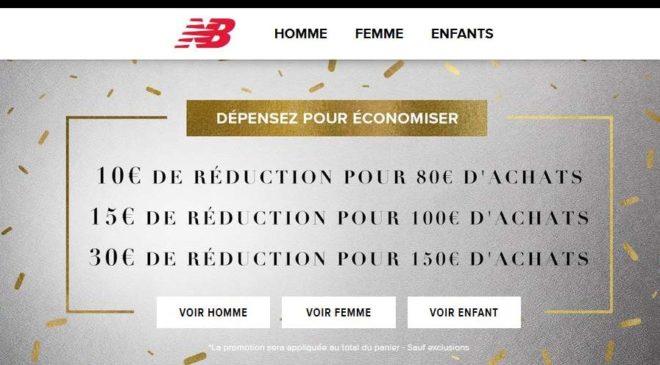 10€ à 30€ de remises sur le site New Balance