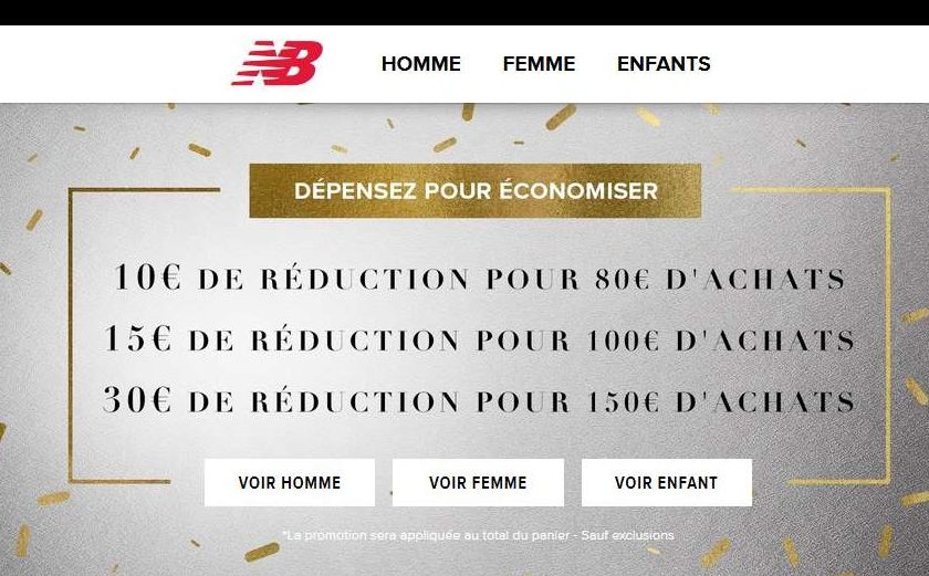10€ à 30€ de remises sur le site New Balance
