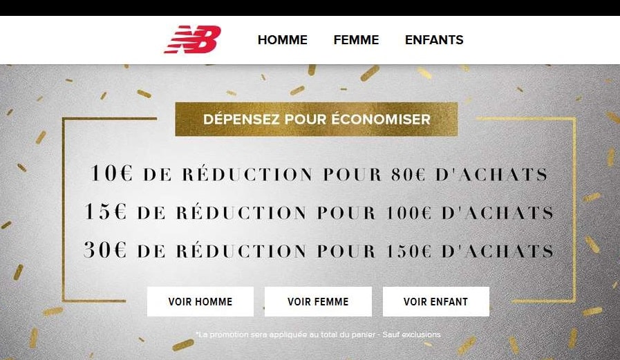 De 10€ à 30€ de remises sur le site New Balance