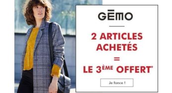 Shopping : 2 articles achetés sur Gémo = le troisième gratuit