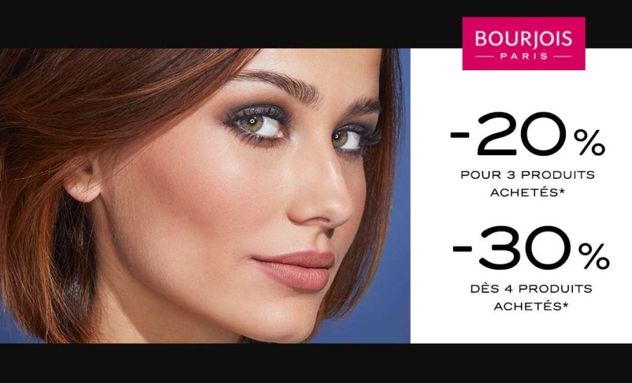 Offre spéciale Bourjois : -20% dès 3 produits achetés, -30% dès 4 produits