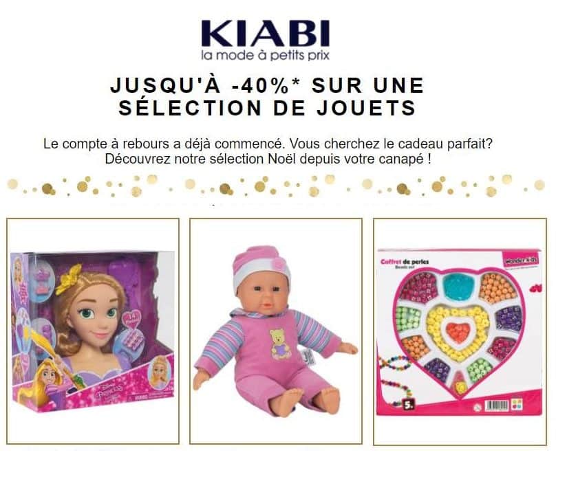 Vente flash de jouets sur Kiabi