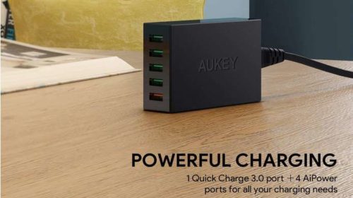 chargeur 5 ports USB Aukey dont 1 Quick Charge 3