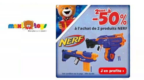 remise immédiate sur le second Nerf acheté sur Maxitoys