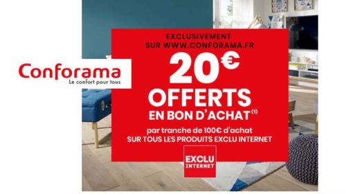 100€ achat sur Conforama = 20€ en 1 bon d’achat