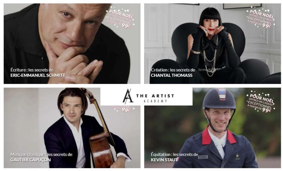 30% + 15€ de remise sur The Artist Academy en ligne (mode Chantal Thomass, musique Gautier Capuçon, écriture Eric-Emmanuel Schmitt …)