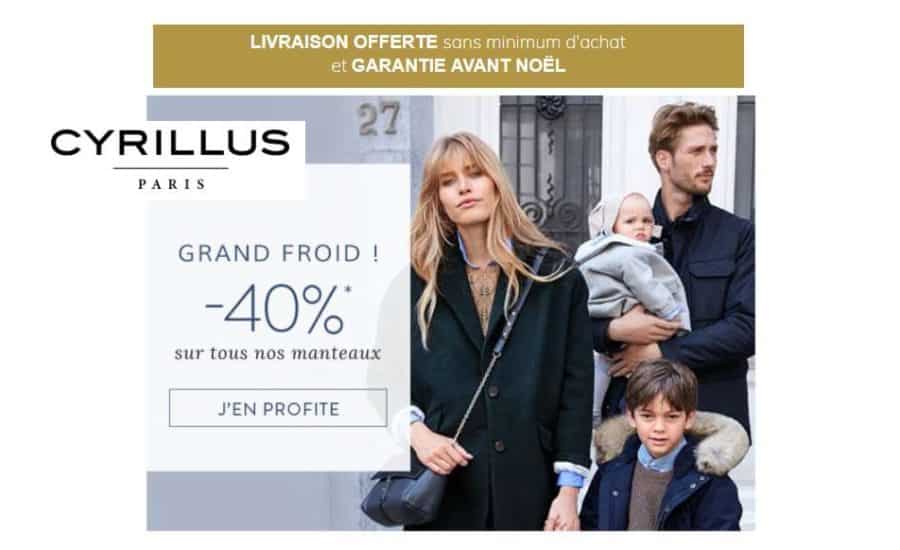 40% de remise sur tous les manteaux Cyrillus + livraison gratuite !