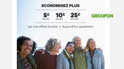 Code promo Groupon remise de 5€ à 25€