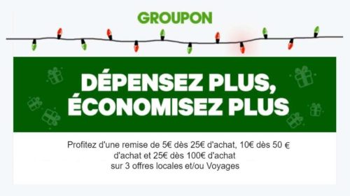 Code promo Groupon remise de 5€ à 25€