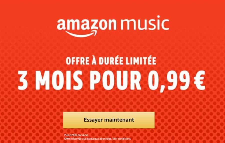 Offre Amazon Music 3 mois pour 0,99€ (streaming musicale illimité) sans ...