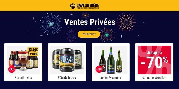 Vente Privée Saveur Bière : jusqu’à 70% de remise sur des dizaines de bières 🍻 et accessoires, kits, box…