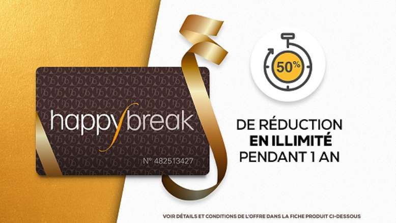 Vente privée carte Happybreak : 29€ pour -50% sur vos séjours pendant 1 an au lieu 99,9€