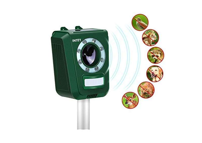 18,35€ appareil répulsif à ultra son et capteur infrarouge de jardin solaire réglable (rongeurs, chiens, chats, oiseaux…) Intey