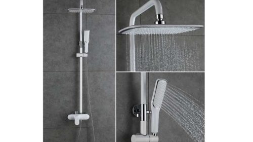 colonne de douche laqué blanc hauteur réglable Homelody