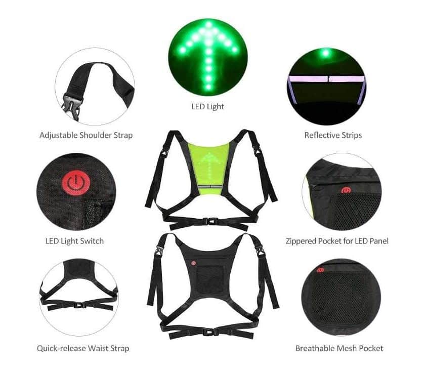 gilet de cyclisme avec signalisation LED avec telecommande Lixada