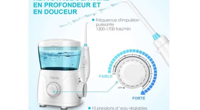 jet dentaire électrique iTeknic réservoir 600ml avec 7 buses