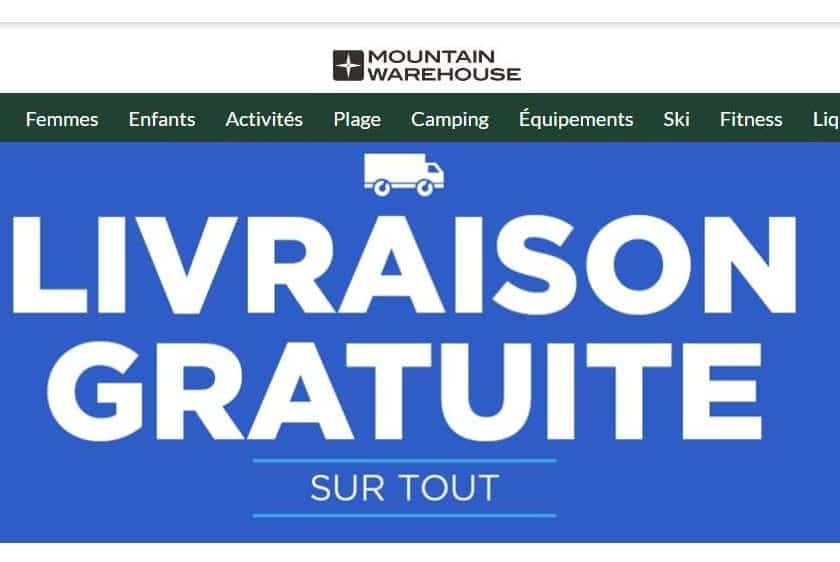 livraison gratuite sur Mountain Warehouse