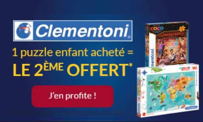 1 puzzle enfant Clementoni acheté = le second gratuit