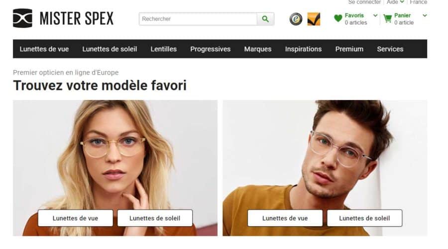 18 % de réduction sur toutes les lunettes, solaires et lentilles vendues sur Mister Spex