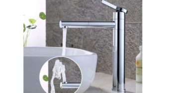 Moins de 40€ le robinet haut pour vasque rotatif chromé Homelody port inclus