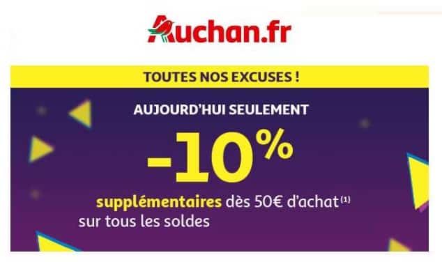 Jusqu’à ce soir : 10% de remise en plus sur les soldes Auchan (dès 50€)