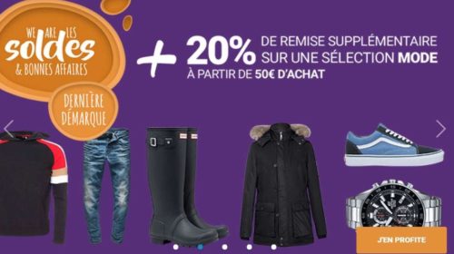 20% réduction supplémentaire sur les soldes Mode de Rue Du Commerce