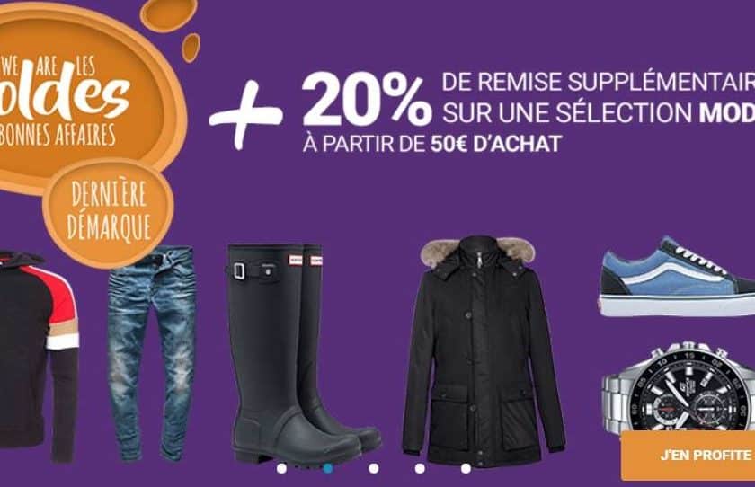 20% réduction supplémentaire sur les soldes Mode de Rue Du Commerce
