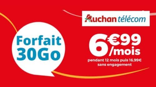 Forfait Auchan Telecom 30Go à 6,99€