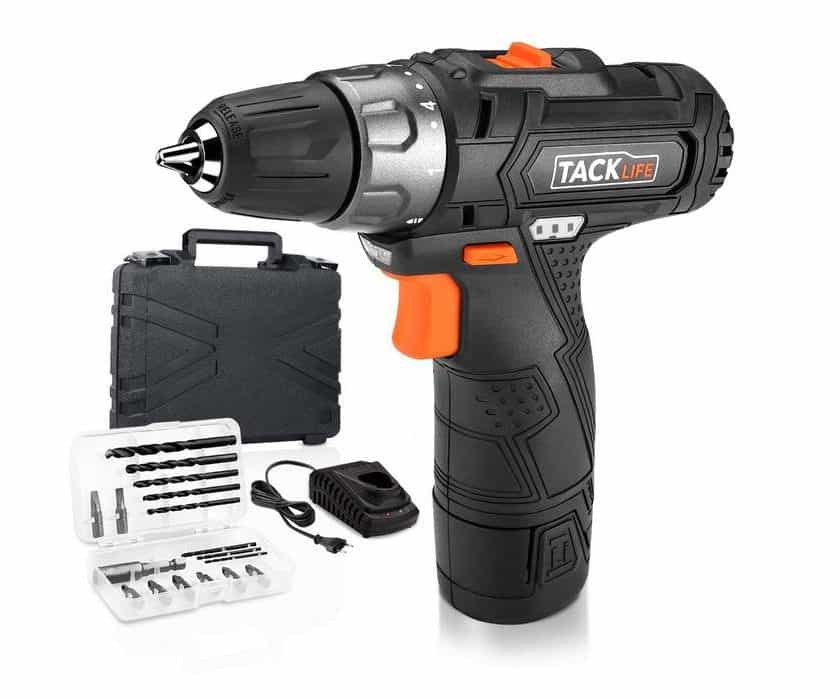 coffret perceuse visseuse sans fil et 17 accessoires Tacklife PCD02B 12V Li-ion
