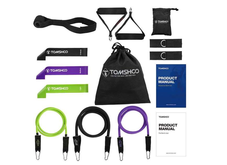 Aujourd’hui : 17,31€ le kit fitness 14 pièces bandes de résistance, ancres de porte, poignées Tomshoo (dispo aussi en 17 pièces)