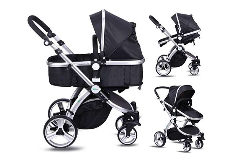 poussette bébé 2 en 1 Amzdeal avec position poussette et landau
