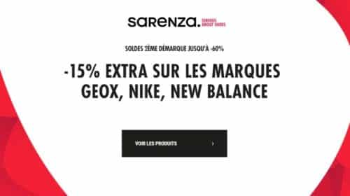 remise en plus sur les soldes Sarenza de Nike, New Balance et Geox